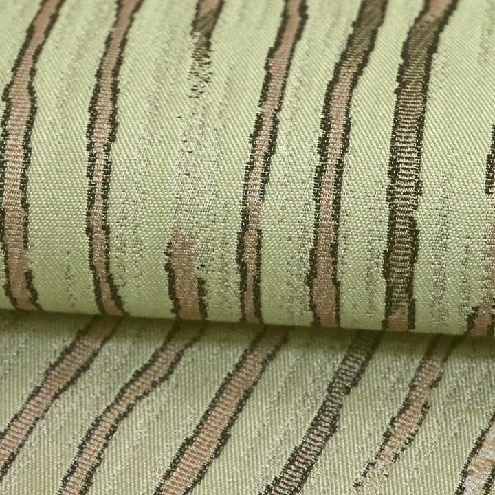 西陣織袋帯【絣縞　黄緑色】