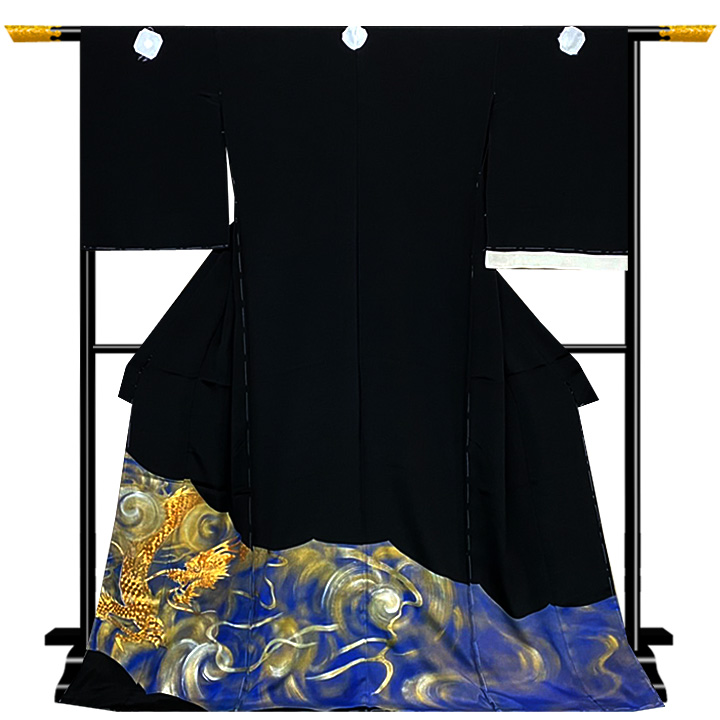 京都の一流ブランド　染の北川謹製　最高級特選黒留袖【夜空に舞う龍】