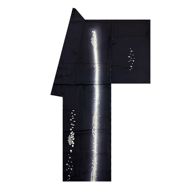 正絹刺繍訪問着　丹後ちりめん地【四季花に蝶】