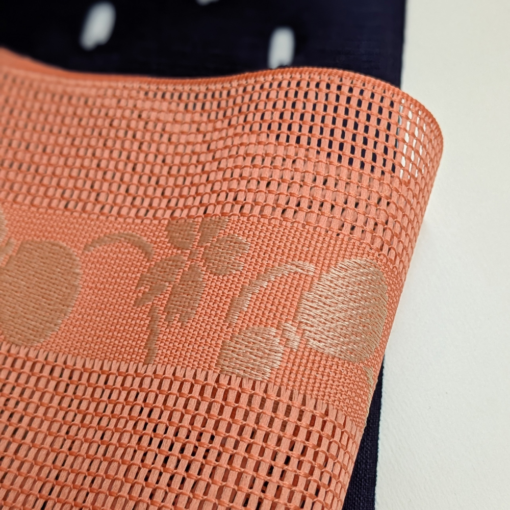 夏帯　本場筑前博多織の紗半幅帯【緋色　瓢箪】