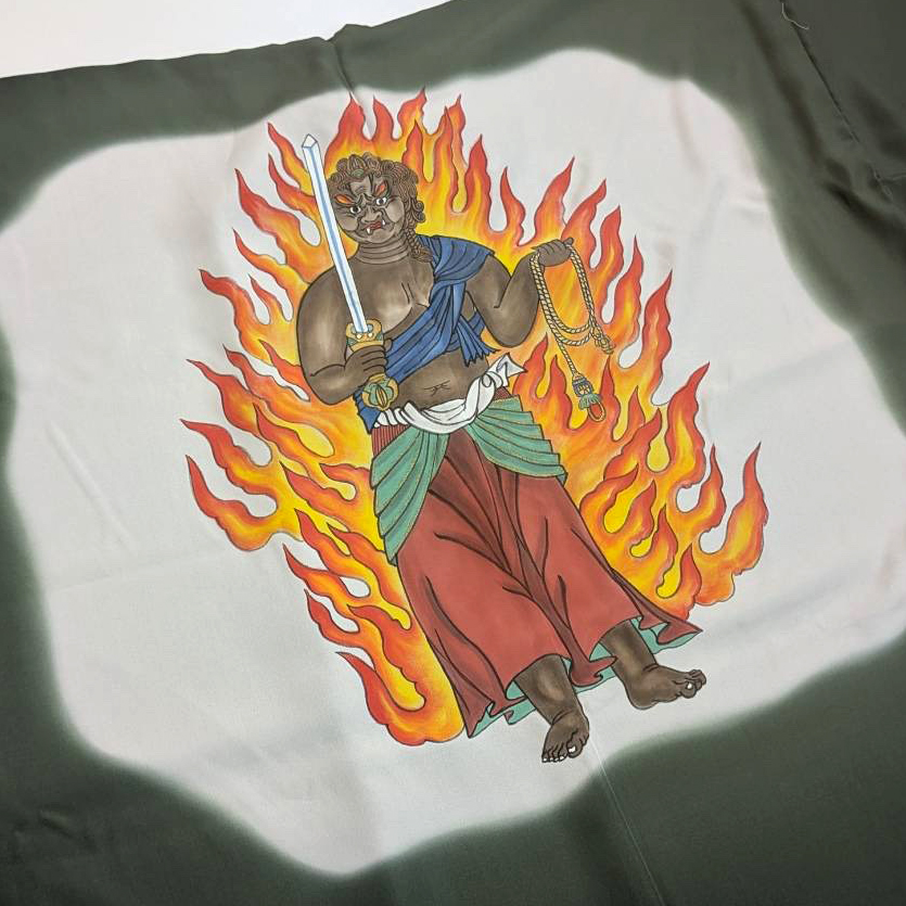 正絹 男物 絵羽長襦袢【不動明王】　