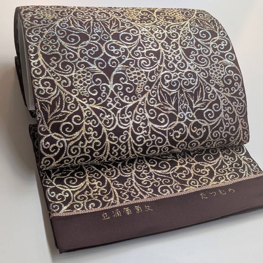 龍村美術織物　西陣織 手織り本袋帯【立涌葡萄文】　