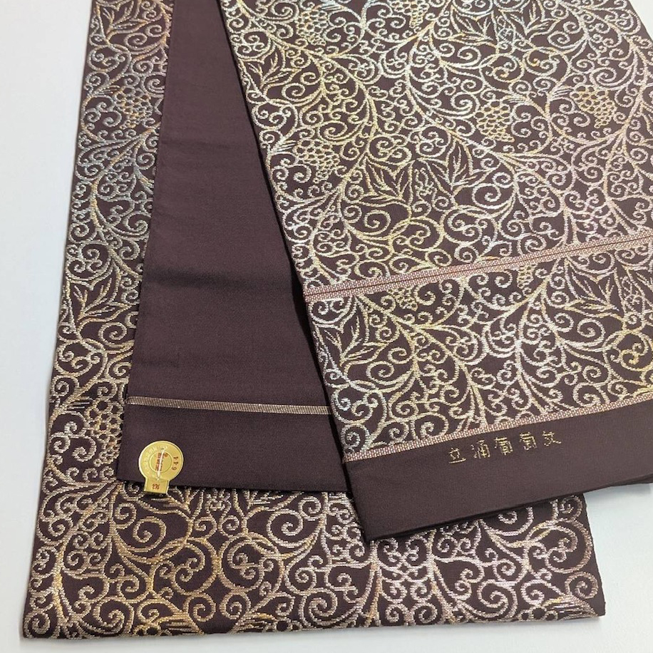 龍村美術織物　西陣織 手織り本袋帯【立涌葡萄文】　