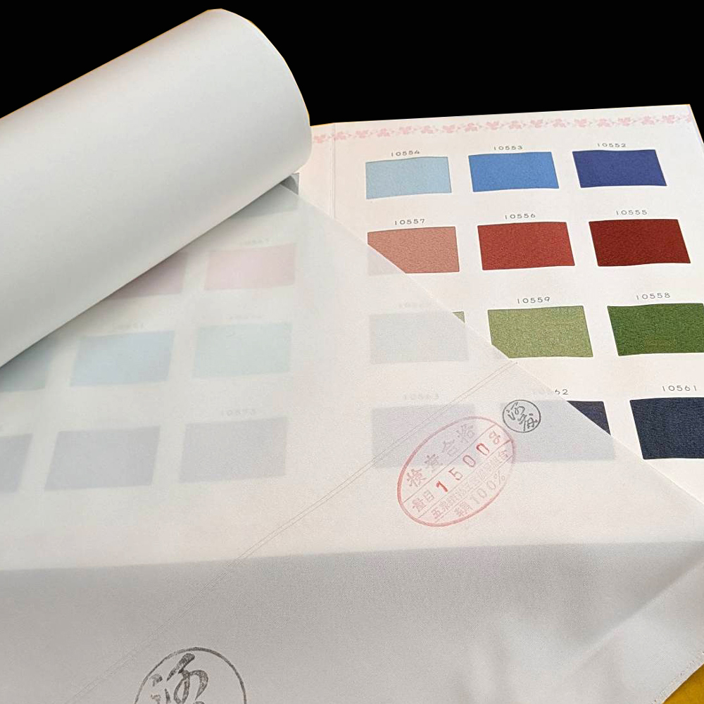 あなたの理想の色で色紋付も作れます　白羽二重アンサンブル生地【河藤縮緬】