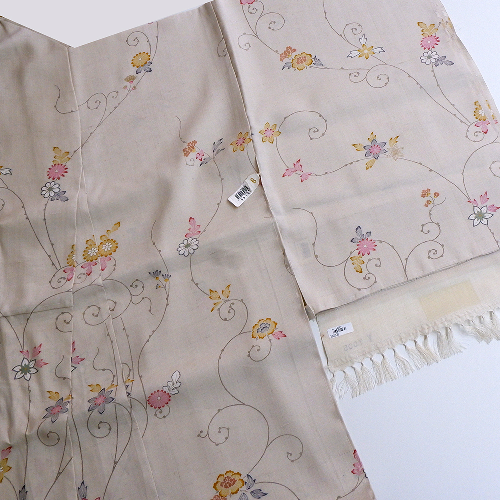 しょうざん　生紬訪問着【蔓に花　ピンク】　