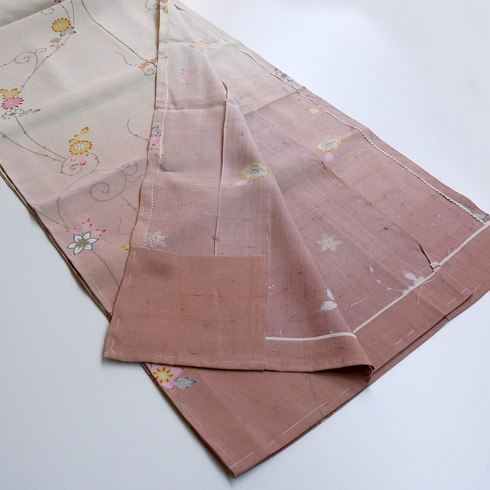 しょうざん　生紬訪問着【蔓に花　ピンク】　