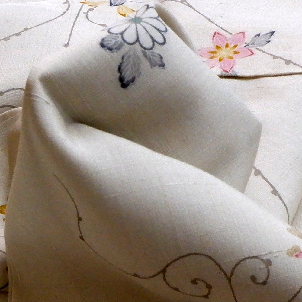 しょうざん　生紬訪問着【蔓に花　ピンク】　