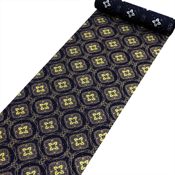 山音謹製　丹後ちりめん正絹小紋反【変わり華菱　紺紫】