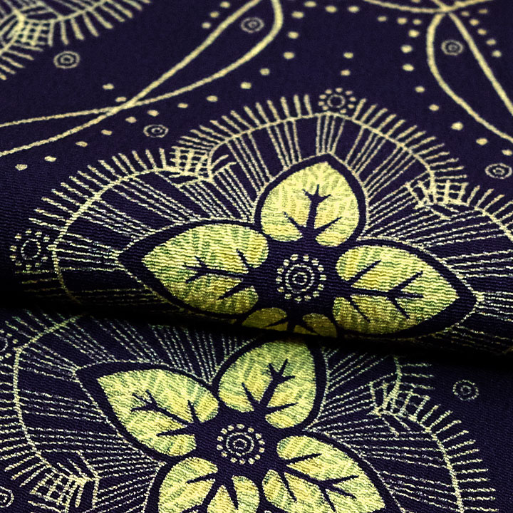 山音謹製　丹後ちりめん正絹小紋反【変わり華菱　紺紫】