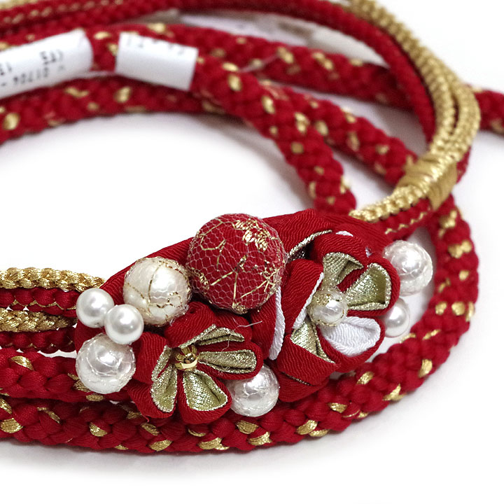 振袖用帯締め 花細工 赤 ゴールド 25 Oj 4 7 150円 御福 まつかわや 大阪上本町で高級きもの 高級帯が安く購入できるお店