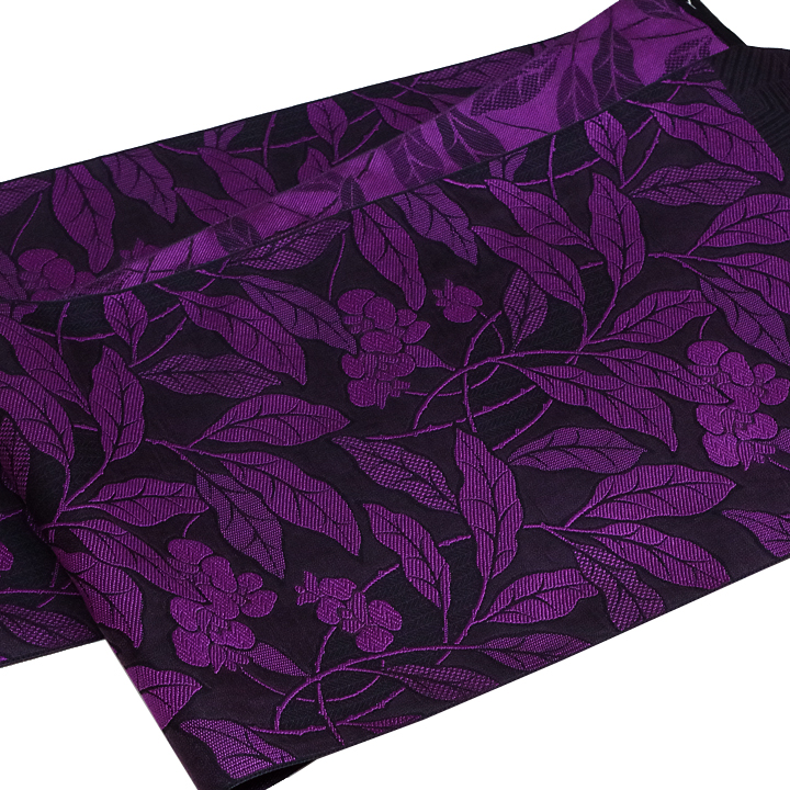 弥栄織物　西陣織九寸名古屋帯【幻想的な花植物　紫】