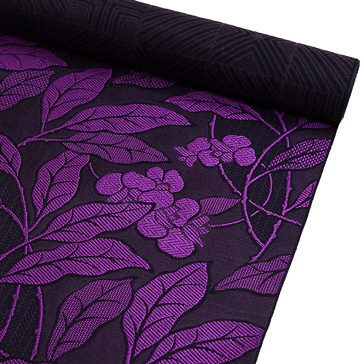 弥栄織物　西陣織九寸名古屋帯【幻想的な花植物　紫】