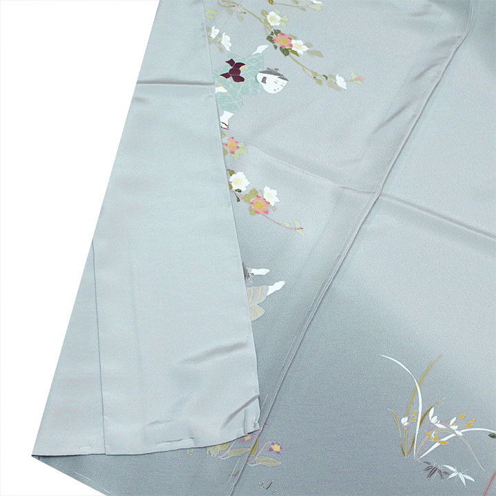 正絹　訪問着【童子（男の子）　花々】