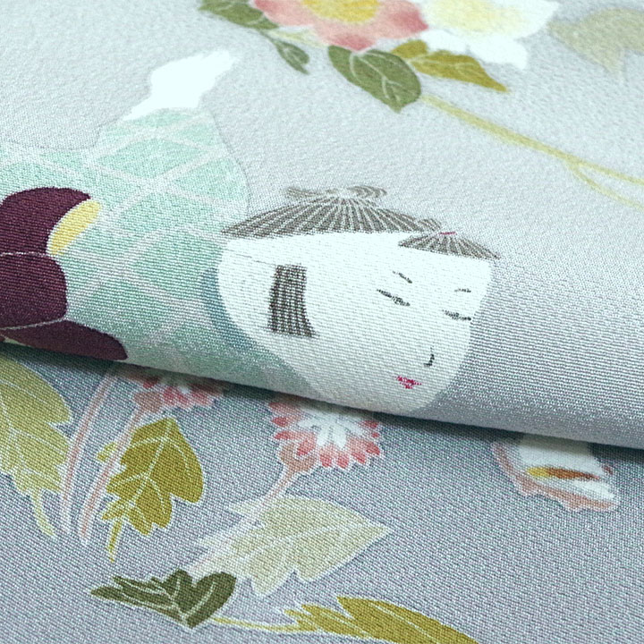 正絹　訪問着【童子（男の子）　花々】