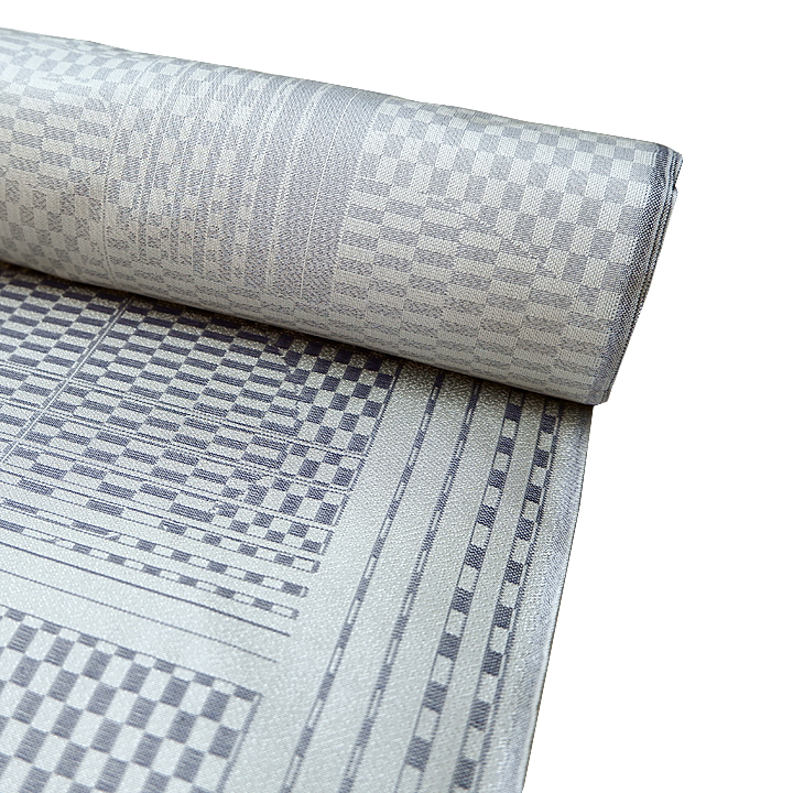 個性的なお洒落感で着こなす幾何学的デザイン 男女兼用の西陣織 広巾御召反