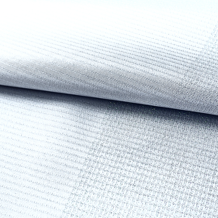 ラメのような煌びやかさがあるシンプルデザイン 西陣織 広巾御召反【グレー】