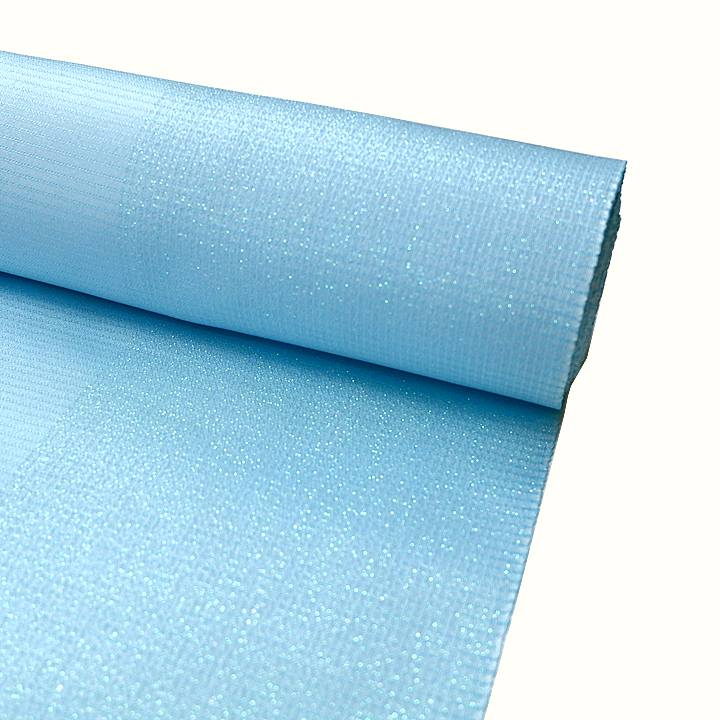 ラメのような煌びやかさがあるシンプルデザイン 西陣織 広巾御召反【水色】