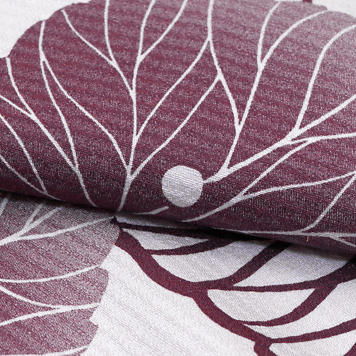 正絹 丹後ちりめん小紋反【ツタの葉 薄紫】 [220311-komo-1