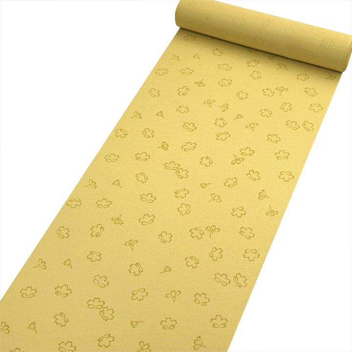 正絹　お洒落小紋反【黄色　桜の花びら】