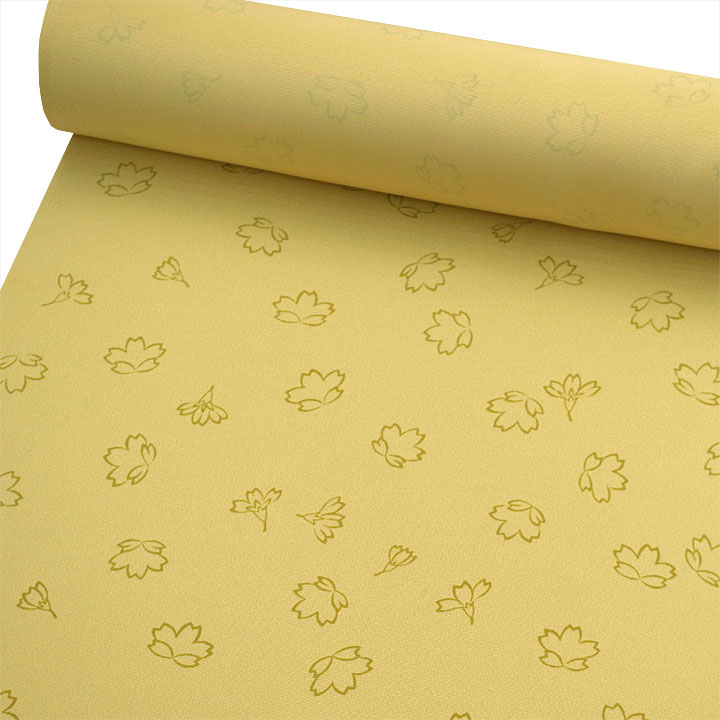 正絹　お洒落小紋反【黄色　桜の花びら】