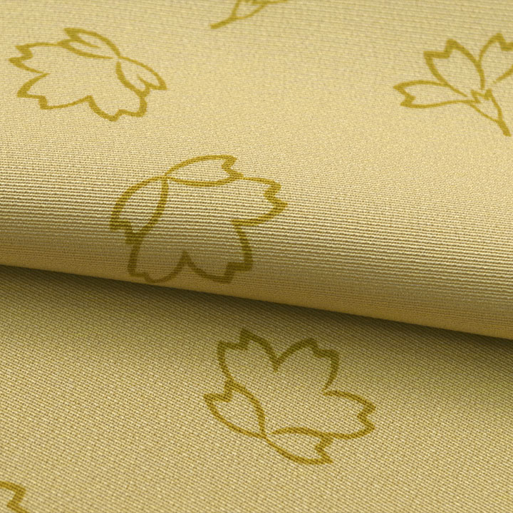 正絹　お洒落小紋反【黄色　桜の花びら】