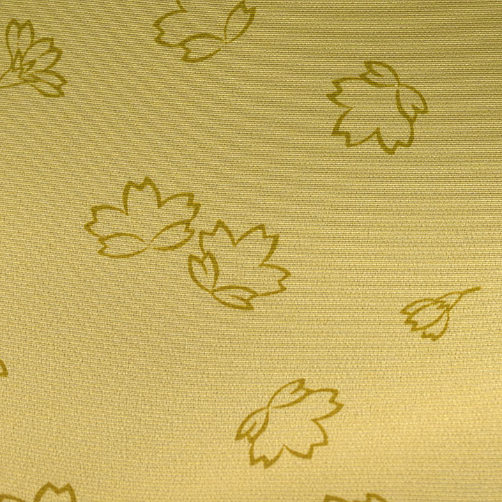 正絹　お洒落小紋反【黄色　桜の花びら】