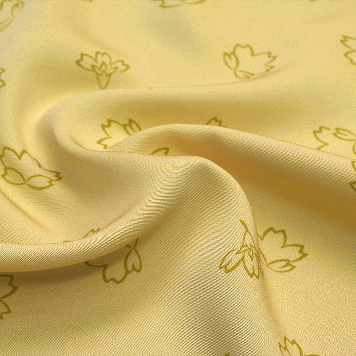 正絹　お洒落小紋反【黄色　桜の花びら】