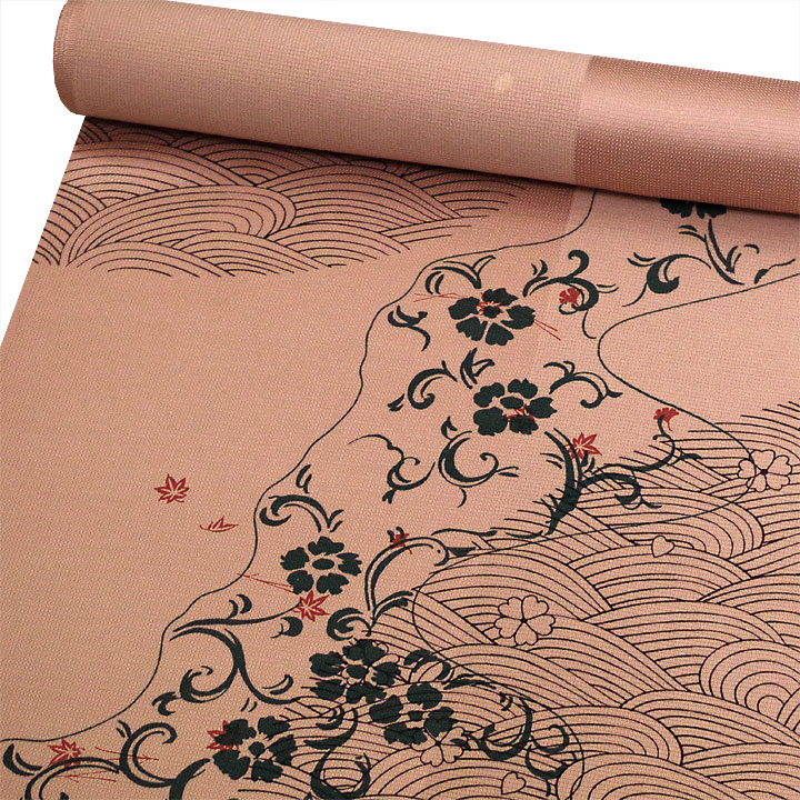 五嶋紐ブランド　染九寸名古屋帯【柿色　流水に舞う花々】