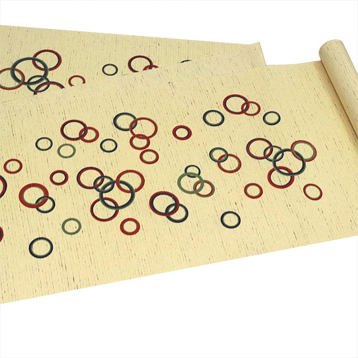 五嶋紐ブランド　染九寸名古屋帯【ベージュ　輪模様】