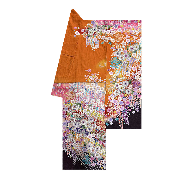 紋紗 色無地 薄物コート 朱・緋色 正絹 反物 TN