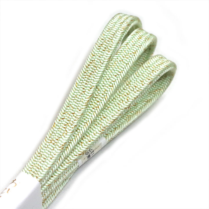 紐の渡敬　正絹　帯締め【金ちらし　薄緑】