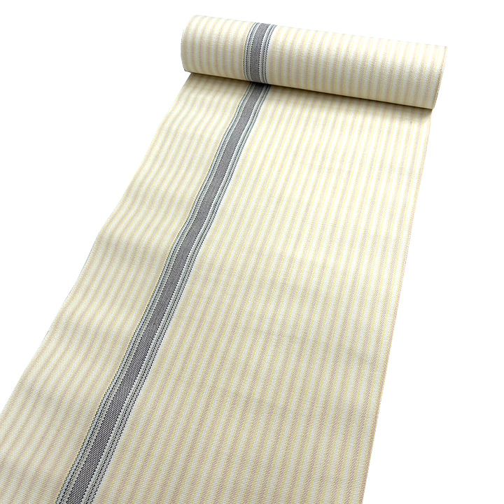 綿生地　八寸帯【イエロー　縞】