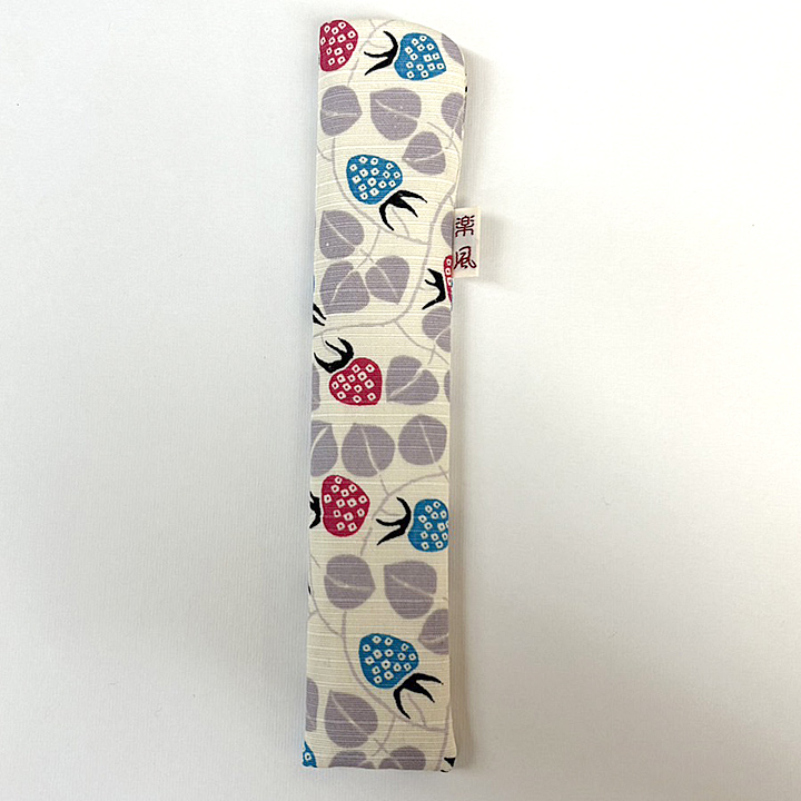 お洒落扇子　収納袋セット【イチゴ　ツタの葉】