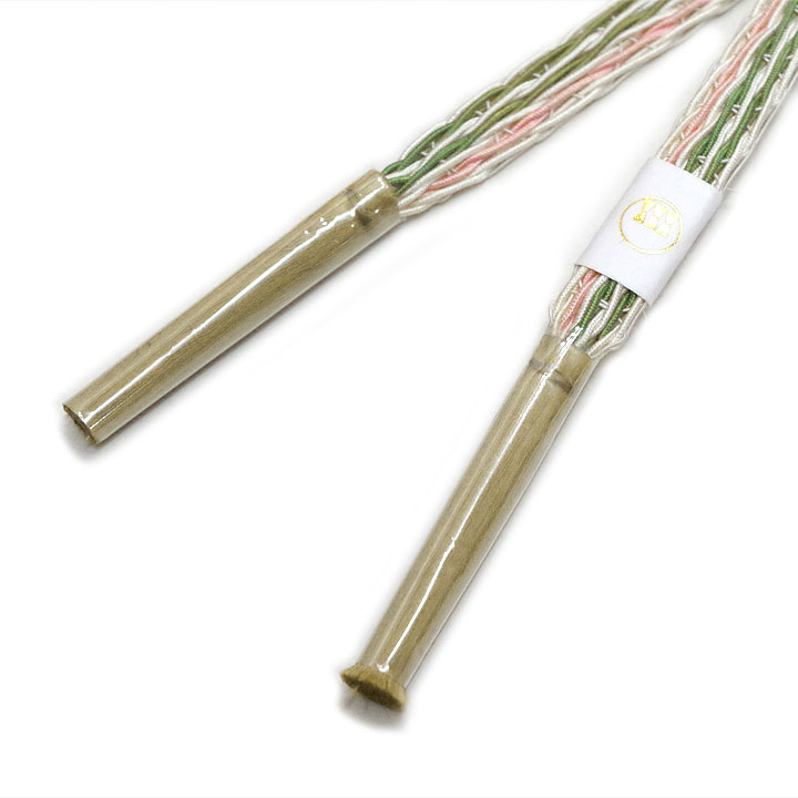 夏物　紐の渡敬謹製　帯締め【ピンク×緑】