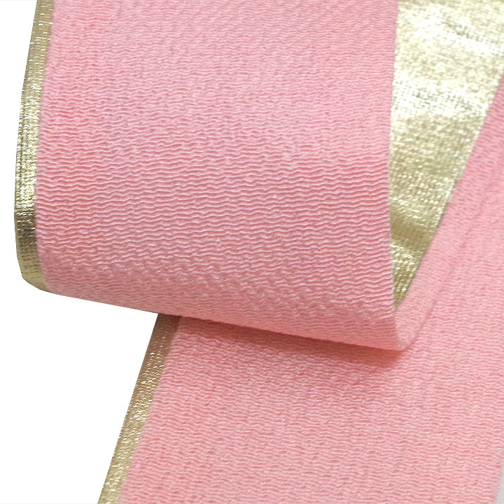 正絹 2枚組 重ね衿【濃いピンクに金色】