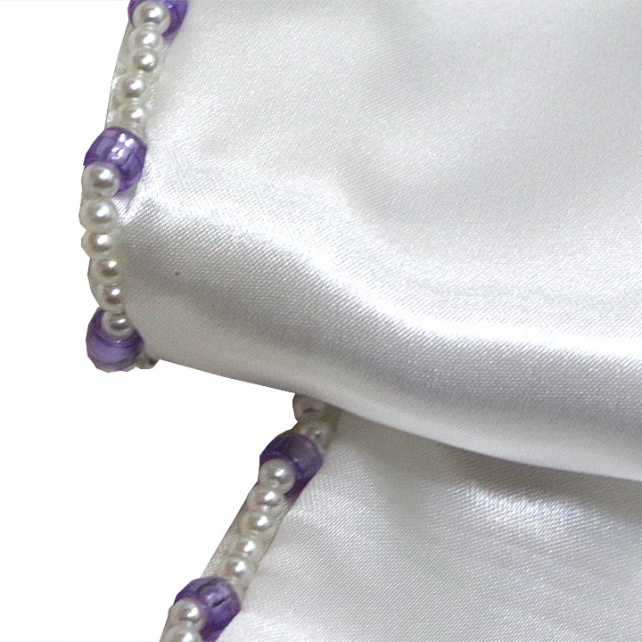 ビーズ付き 重ね衿【白に紫】
