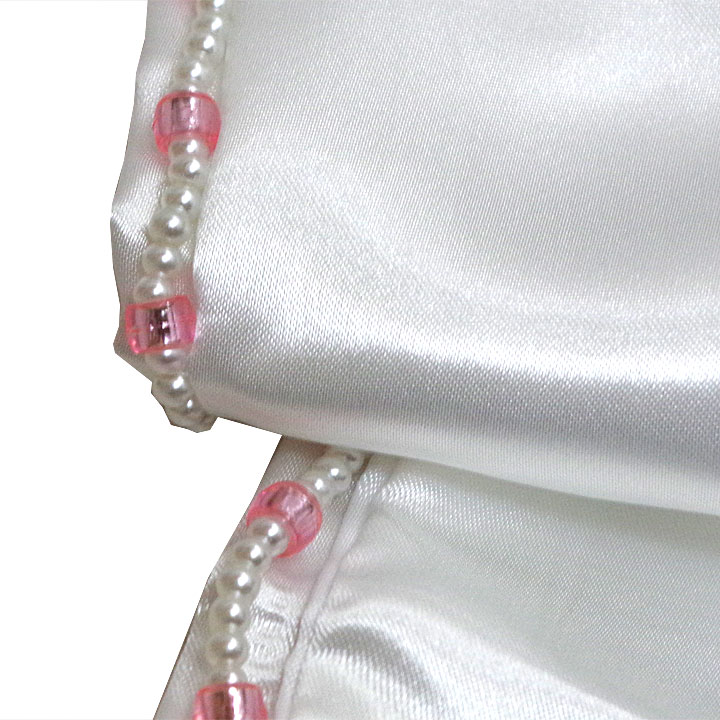 ビーズ付き 重ね衿【白にピンク】