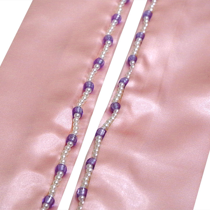 ビーズ付き 重ね衿【ピンクに紫】