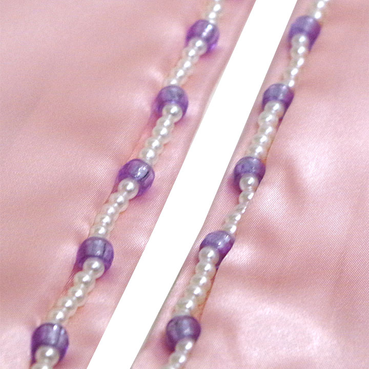 ビーズ付き 重ね衿【ピンクに紫】