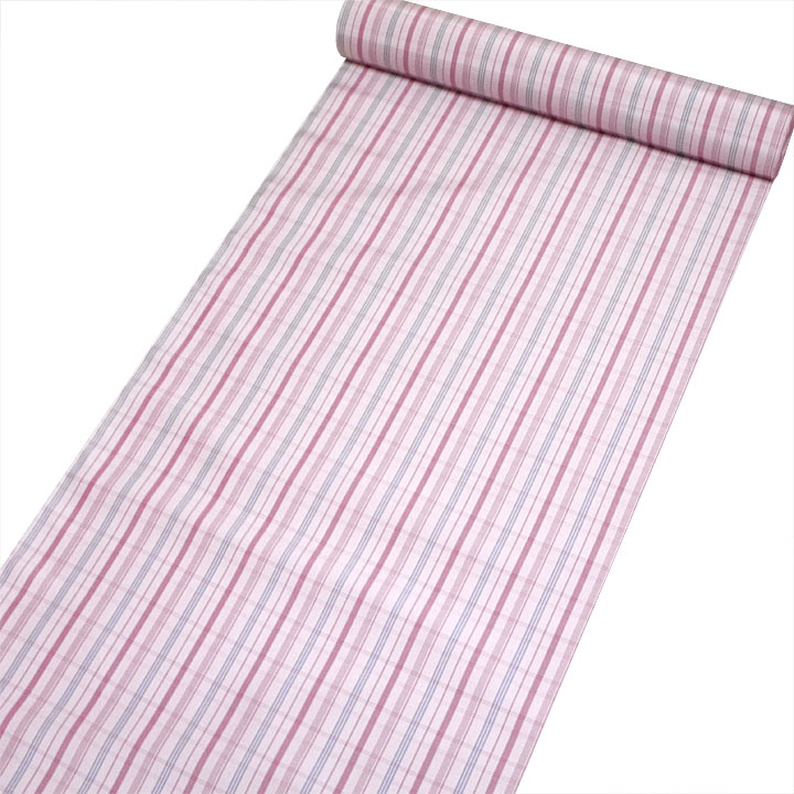 正絹御召反【縞　赤】