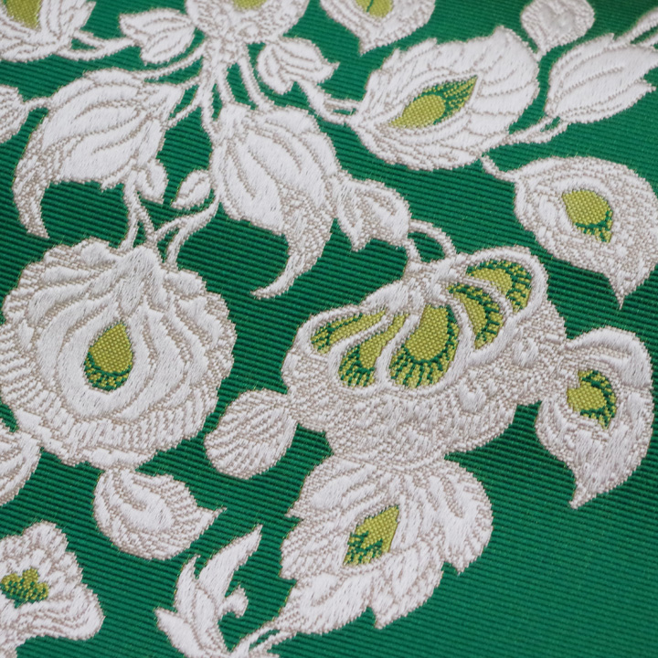 珍しいエレガントなグリーンが映える博多織の人気ブランド「にしむら」全通柄八寸帯 - ウインドウを閉じる