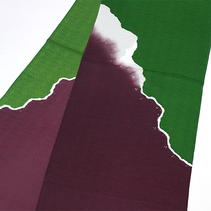 正絹丹後ちりめん　２色帯揚げ【紫　緑】