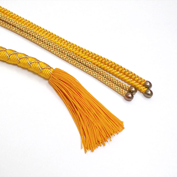 振袖用帯締め【金飾り　辛子×金】