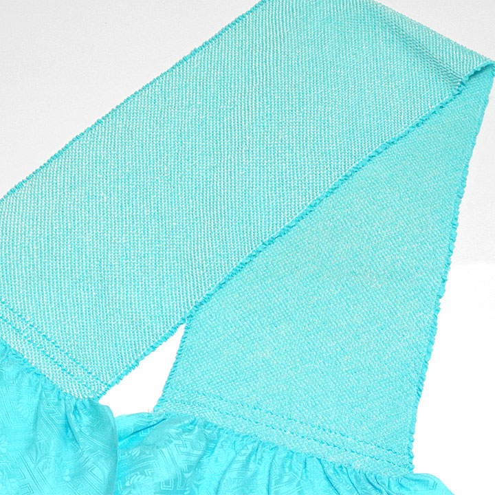 爽やかな水色　手絞りによる正絹絞り帯揚げ
