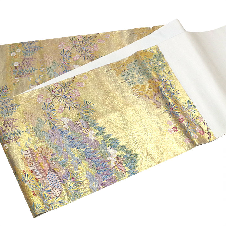 非常に優美で上品な雰囲気を持った「長嶋成織物」の風景柄袋帯