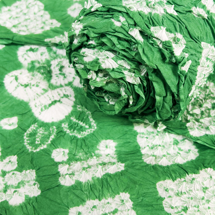 浴衣　反物　総絞り　綿 ma5674 鳴海絞り 総絞り 浴衣 反物 綿100% 黄緑色 未仕立て 着尺