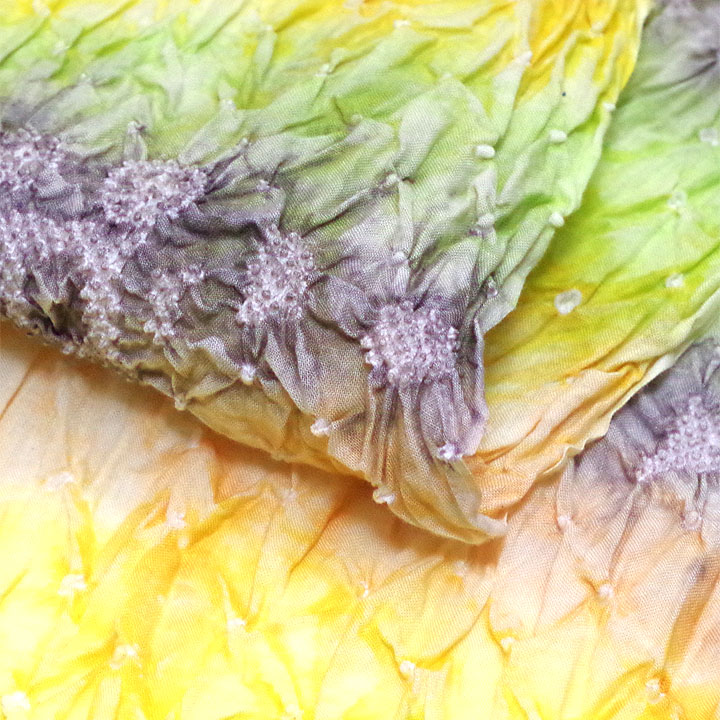 絞りの風合いで身を包む　有松鳴海絞り浴衣反【グラデーション　汽車】