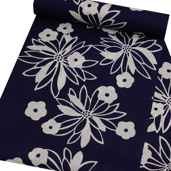 夏をお洒落に楽しむ　祇園ばやし「注染そめ」浴衣反【モダンな花】