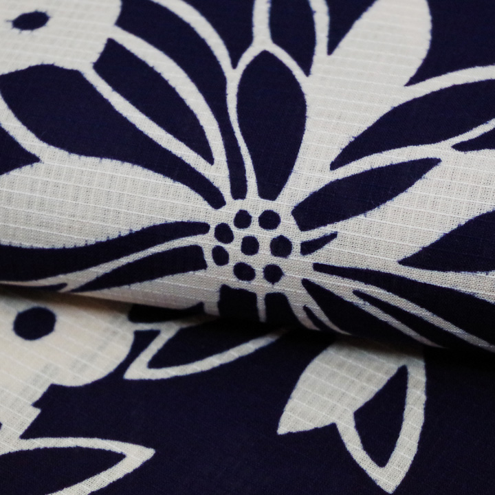 夏をお洒落に楽しむ　祇園ばやし「注染そめ」浴衣反【モダンな花】