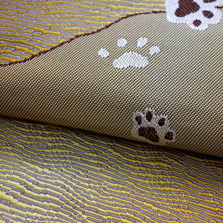 ポリエステル半幅帯　一輪館【足跡　茶色】